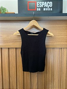 BLUSA TRICOT SEM MANGA CROPPED PRETA MYFT 503BL001502