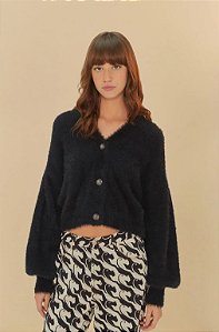 CARDIGAN FEMININO CURTO PELINHO PRETO FARM 337367
