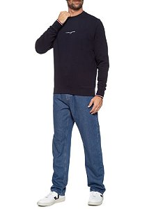 WCC TOMMY LOGO TIPPED CREWNECK PRETO THMW0MW33640