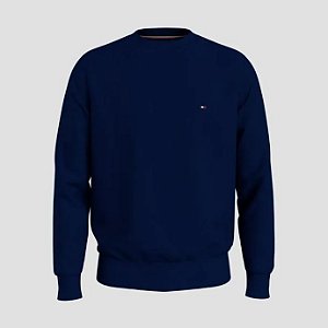 FLAG LOGO SWEATSHIRT AZUL MARINHO MOLETOM GOLA C TOMMY HILFIGER