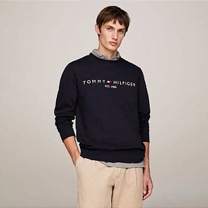 MOLETOM LOGO CLÁSSICO TOMMY LOGO SWEATSHIRT AZUL MARINHO