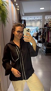 CAMISA MANGA LONGA BICOLOR PRETA FARM 326850