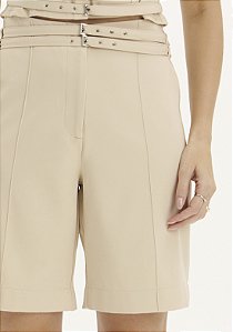 BERMUDA CINTURA ALTA COM CINTOS BEGE MYFT 502BF000411