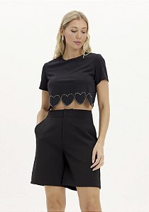 TSHIRT CROPPED CORAÇOES PRETA MYFT 502TS004563