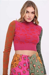 TOP MANGA LONGA TRICOT ONÇA MIX TIGRADO FARM 305491