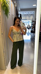 CALÇA RETA ALFAIATARIA VERDE OLIVA FARM 337659