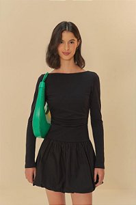 VESTIDO CURTO FRANZIDO BALONE PRETO FARM 338872