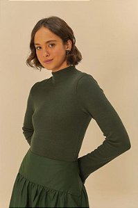 BLUSA RIB MANGA VERDE MILITAR FARM 338880