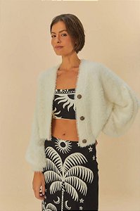 CARDIGAN CURTO PELINHO BRANCO FARM 337367