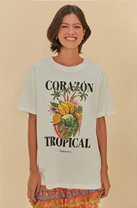 T-SHIRT MEDIA CORAZON TROPICAL OFF WHITE FARM 339962