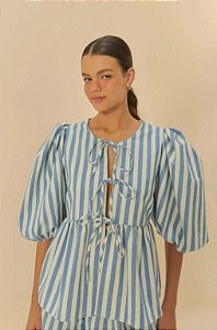 BLUSA MANGAS LISTRAS BICOLOR AZUL FARM 339029