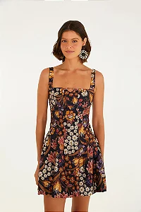 Vestido Curto Balonê Estampado Lili