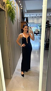 Vestido Super Midi Com Aplicação e Fenda MYFT 534VE000203