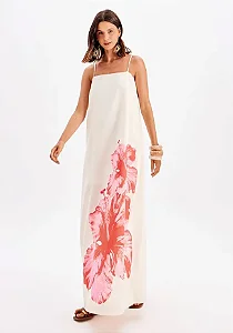 Vestido Super Midi De Alça Com Linho MYFT