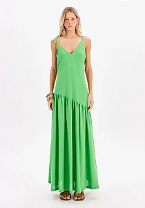 Vestido Super Midi De Alça Com Linho MYFT