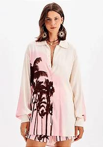 Camisa Alongada Estampada Manga Longa MYFT