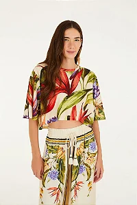 T-Shirt Cropped Estampada Florarte FARM 346479