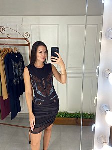 Vestido Curto Estampado Drapeado MYFT 502VE012388