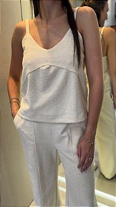 Blusa Feminina Malha Linho Calvin Klein Jeans Off White CF5PC01BS428_0111