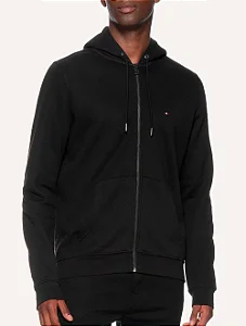 JAQUETA MOLETOM IM NA FLAG LOGO ZIP TOMMY HILFIGER PRETA THMW0MW31492