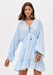 VESTIDO CURTO COM AMARRACAO AZUL CLARO MYFT 502VE011821