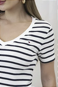 CAMISETA NEW SLIM CODY V-NECK OFF PRETO TOMMY HILFIGER THWW0WW40584