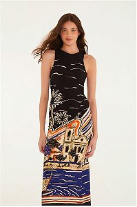 VESTIDO MIDI LENCO PARATY ESTAMPADA FARM 366995