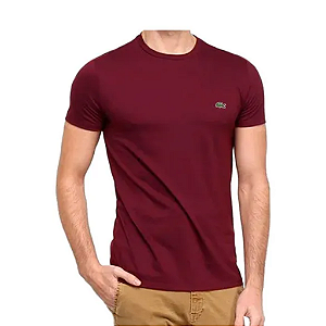 T-SHIRT MASCULINO BORDO ALGODÃO PIMA LACOSTE TH709 23 476