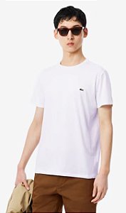 T-SHIRT MASCULINO BRANCA ALGODÃO PIMA LACOSTE TH6709 23 001