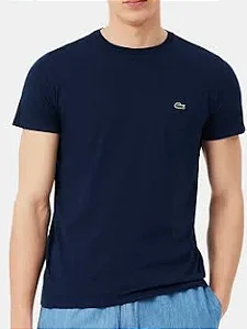 T-SHIRT MASCULINO AZUL MARINHO ALGODÃO PIMA LACOSTE TH6709 23 166