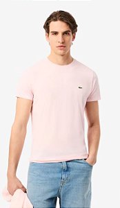 T-SHIRT MASCULINO ROSA CLARO ALGODÃO PIMA LACOSTE TH6709 23 SFI