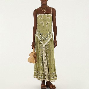 VESTIDO LONGO BANDANAS JARDIM ESTAMPADA FARM 366472