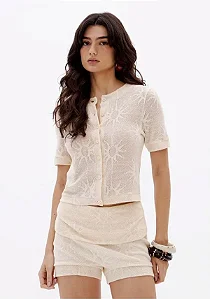 BLUSA MANGA CURTA COM BOTOES NATURAL MYFT 502BL010226