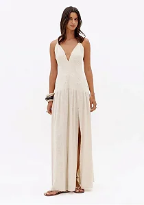 VESTIDO LONGO DE ALCAS NATURAL MYFT 502VE013212