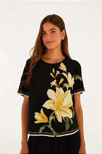 T-shirt flor nana estampada Farm 366697