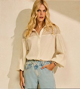 Camisa manga longa natural Claudia Rabelo caf3612 2671