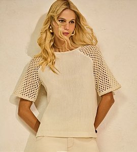 T-shirt manga curta natural Claudia Rabelo tsh3612 2673
