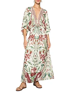 Vestido longo jardim vitral estampada Farm 366661