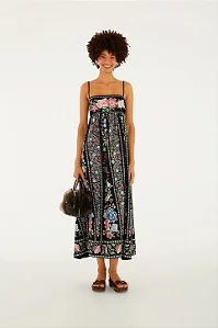 Vestido midi romance estampada Farm 367049
