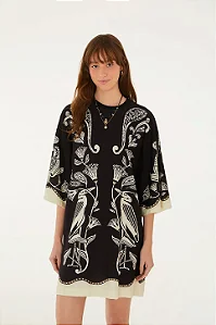 Vestido tshirt big patch tropical estampada Farm 367012