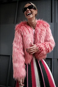 Casaco pele longa Pink Maripeles 932