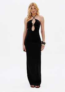 Vestido frente unica super midi preto 502VE013281