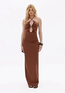 Vestido frente unica super midi marrom 502VE013281
