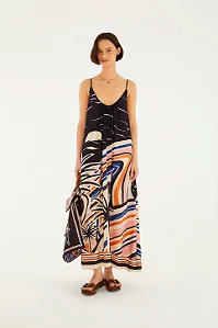 Vestido longo lenco paraty estampada Farm 366659