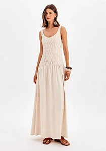 Vestido super midi sem mangas off white MYFT 502VE011959
