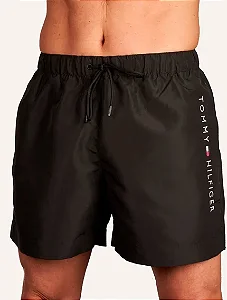 Short masculino long drawstring preto Tommy Hilfiger THUM0UM03310