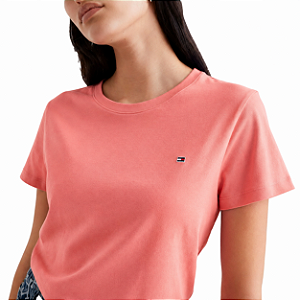 Camiseta básica gola C Tommy Hilfiger coral ABWW0WW27735