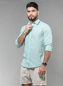 Camisa ml linho verde Ogochi 001493152