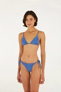 Biquini lacinho textura flor azul Farm Beach 368368
