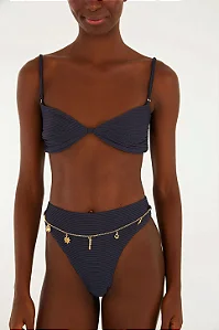 Biquini hot pants corrente liso preto Farm Beach 368379
